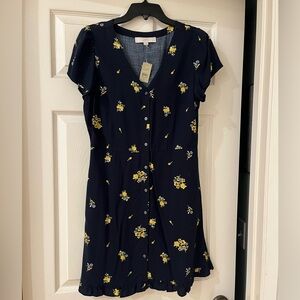 LOFT navy blue floral dress.